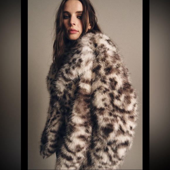 Zara faux fur animal print coat Zara Woman collection - Picture 4 of 16